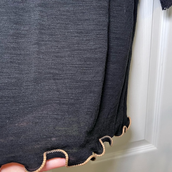 SEE BY CHLOE Women's Black Thin Knit Eyelet Trimmed Short Sleeve Size XL - Picture 6 of 12